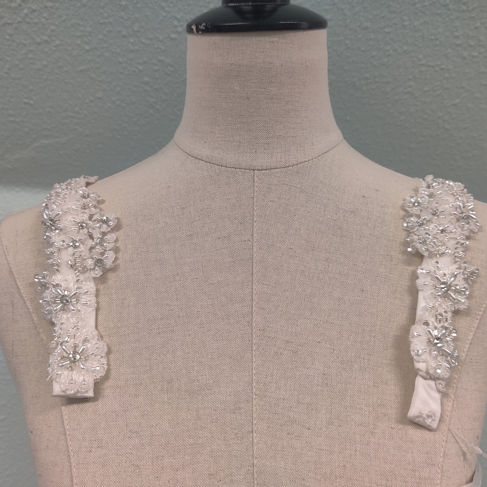 White Beaded Shoulder Straps For Brides